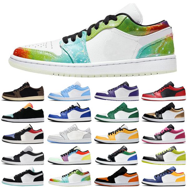 

jumpman 1 1s low men women basketball shoes court purple mocha pine green game royal athletic mens womens trainers sports sneakers, White;red