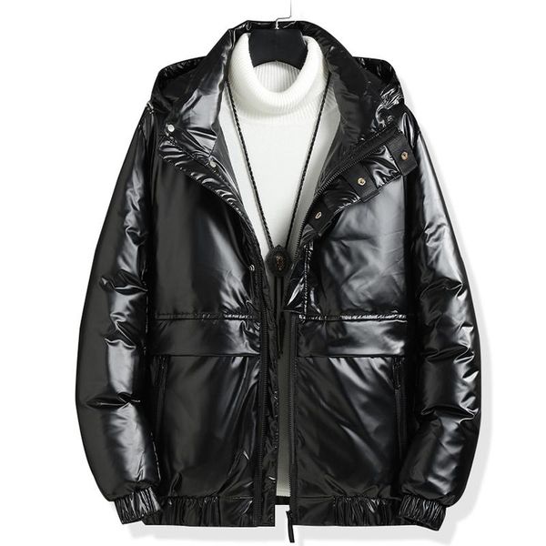 

men's down jacket winter 2020 new warm men fashion windproof slim fit comfortableÂ golden black hooded down jacket