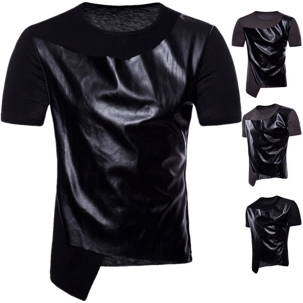 

mens designer t shitrs spell leather cool o-neck short sleeve hip hop style summer new fashion shirts men, White;black