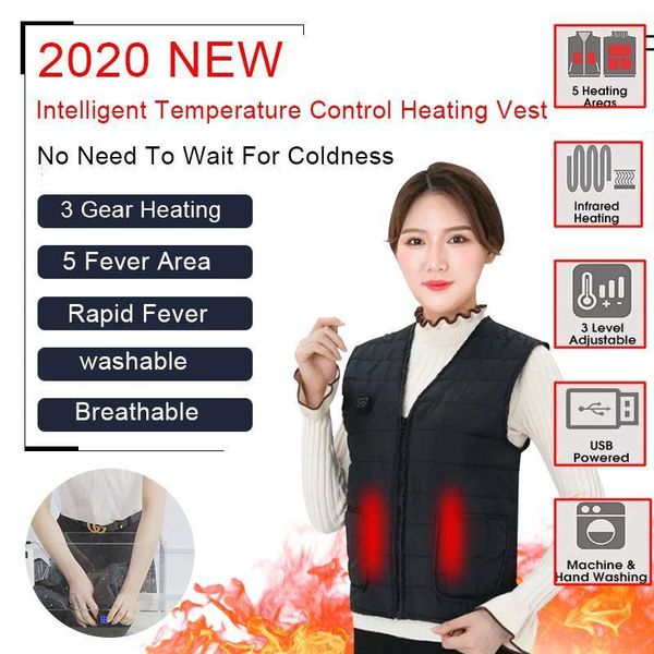 

electric heated vest washable usb charging heated clothing winter skiing hiking camping anti-cold vests1, Gray;blue