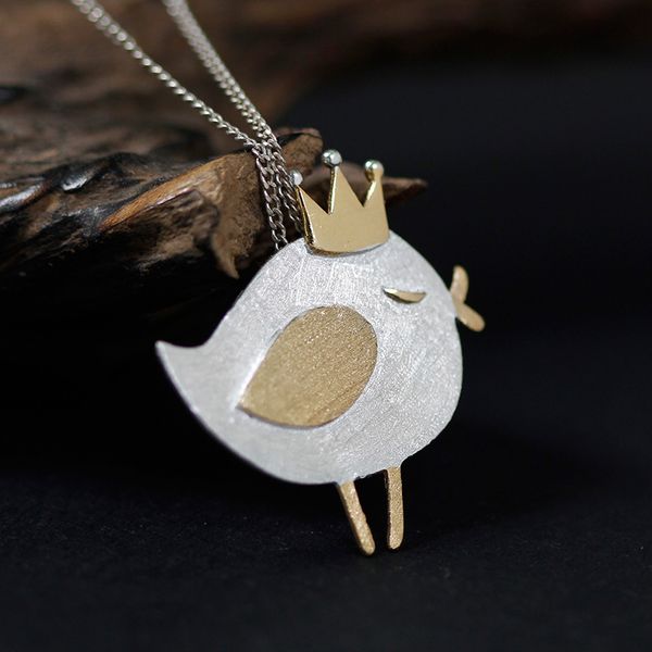 

inature 925 sterling silver princess queen crown bird necklaces pendants for women jewelry bijoux q1216