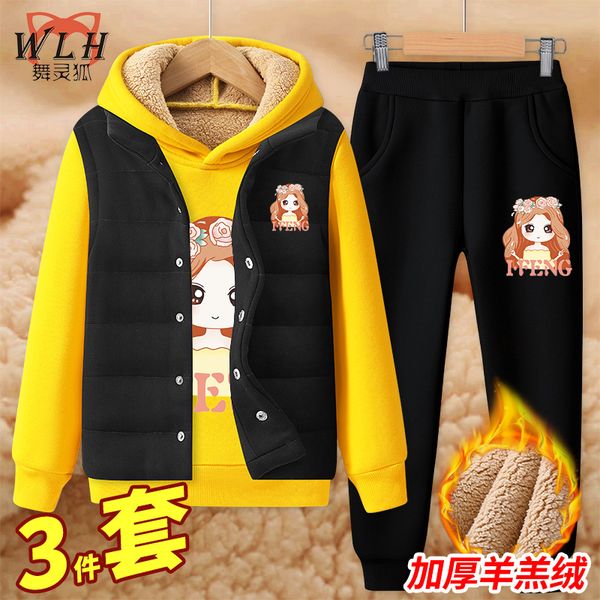 

children's warm 3-piece cashmere set for girls, White