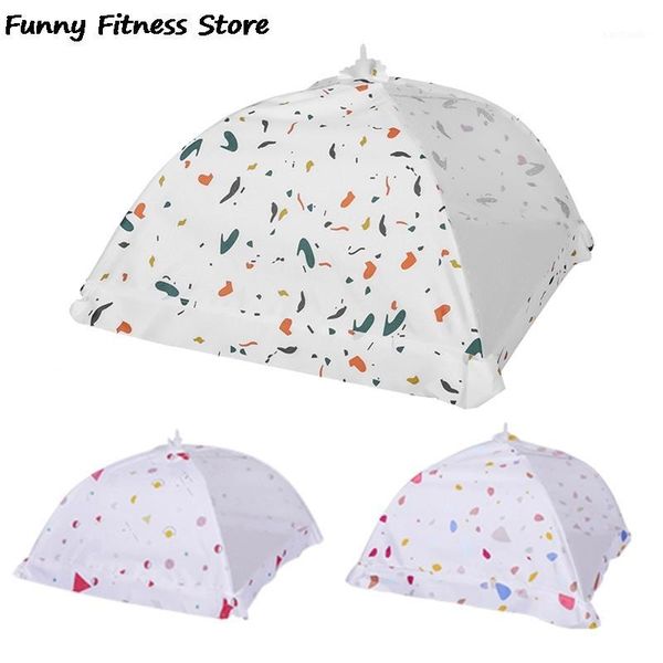 

camp kitchen outdoor picnic cover foldable table umbrella dish covers cooking tools hiking camping hygiene grid protector1