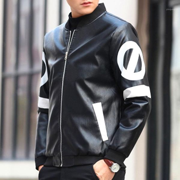

men's leather coat spring new korean autumn winter men's versatile youth handsome plush leather jacket1, Black