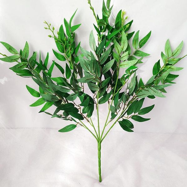 

5 pcs willow branches artificial plant flower green leaves for home garden wedding decoration wreath1
