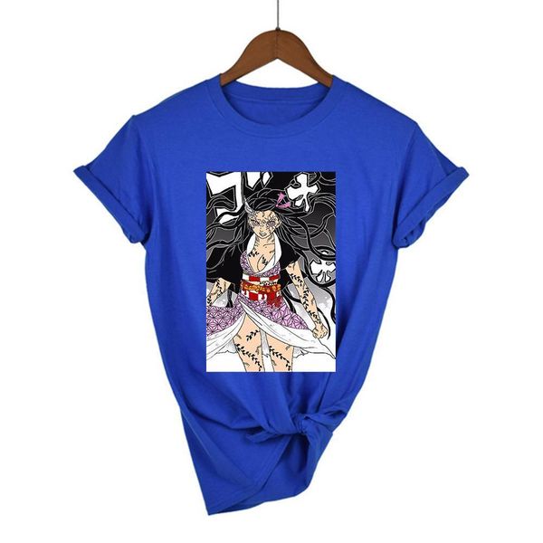

2021 popular anime graphic fashion women t shirt kimetsu no yaiba loose casual red women's shirt multicolor fine tshirt, White