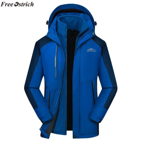 

ostrich winter men's hoodie windproof waterproof jacket detachable breathable sports outdoor coat fleece cold padded jacket, Black;brown