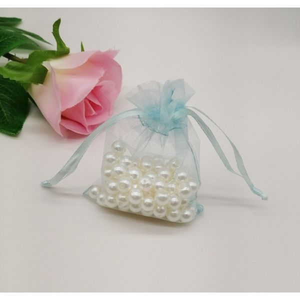 

1000 шт. световой небесно-голубой мода ювелирные изделия сумка органза подарочные сумки небольшая сумка для шнуровки ткани женщин для ювелир