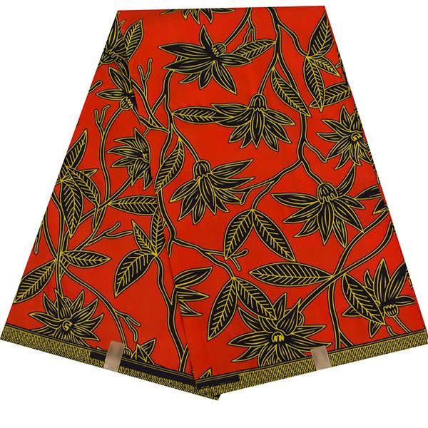Красный фон Африканского Farbic 6 ярдов / серия Анкара Полиэстер Ткань Шитье Африканской Ткань для женщин вечернего платья