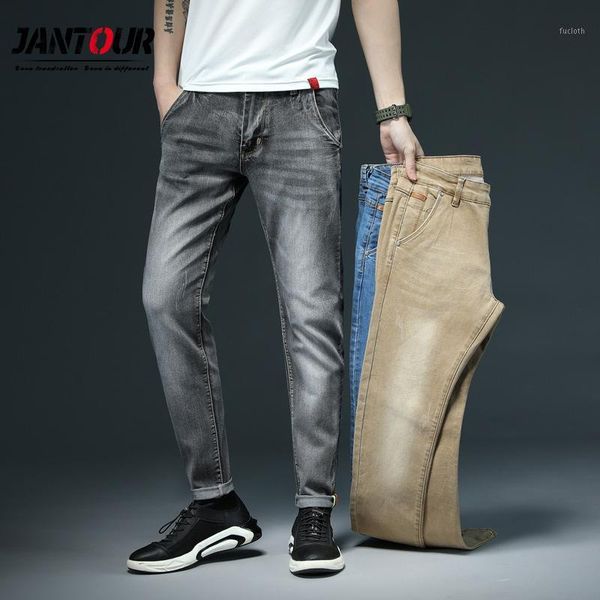 

7 color summer autumn men's elastic cotton stretch jeans pants mens gray skinny fit denim trousers men brand jean pants 28-381, Blue