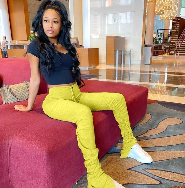 

summer sweatpants high waist draped hem pants sportwear stacked joggers bell bottom pants ladies pencil leggings solid color, Black;white