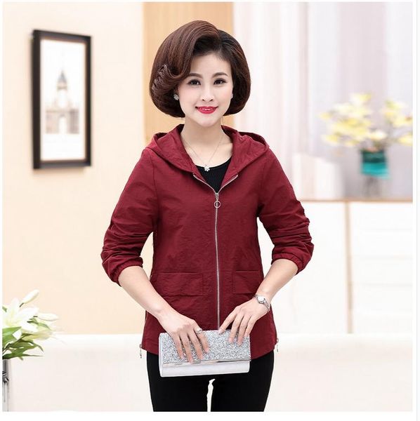 

women's jackets middle aged women autumn hooded jacket embroidered coat plus size high-quality zipper outerwear & coats t271, Black;brown
