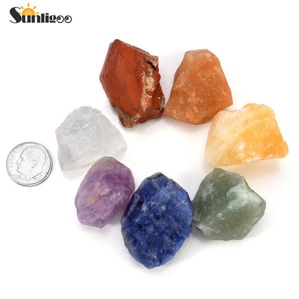 Sunligoo Chakra Natural Reiki Stones Rouble Rock Cristais para Tumbling Cabbing (Ametista / Clear Quartz / Sodalite / Topaz) 0.95 