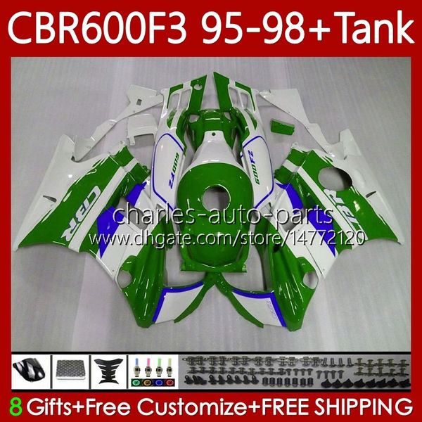 Kit carrozzeria per carrozzeria HONDA CBR600F3 600CC 600FS Blu verde 64No.208 CBR 600 600F3 95-98 CBR600 F3 FS CC 97 98 95 96 CBR600FS CBR600-F3 1997 1998 1995 1996 Carenatura + serbatoio