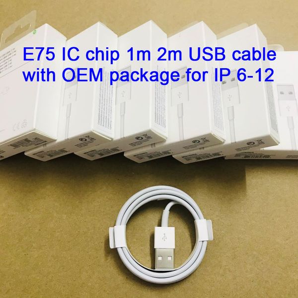 

8 generations original wire material e75 ic chip cable with oem package for 6-12 pro max mini usb data charger charging cords