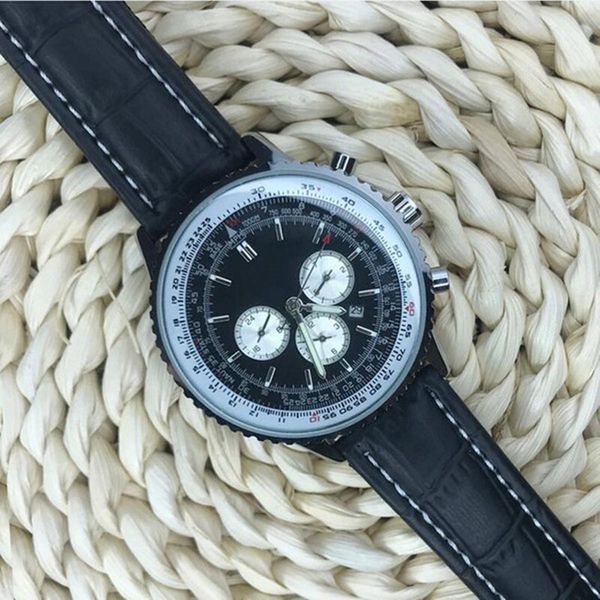 

black colors luxury mens watches 1884 automatic self-winding watches all sub dials works leather strap no battery sports wristwatches, Slivery;brown