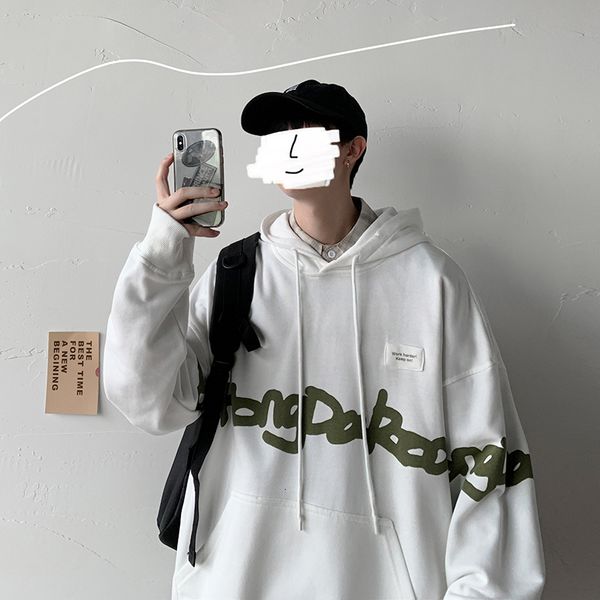 

2021 spring autumn skateboard casual new men's hip hop hoodies sweatshirts streetwear one piece brand black white fashion clothe iuuj