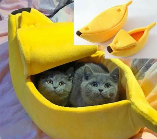 

bed cat fleece warm kennel pet peel nest bed home dog cute plush warm fluffy banana pet shape nest sqcew pp2006