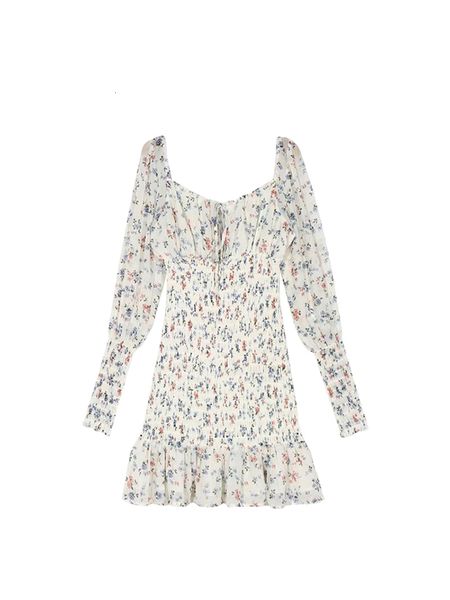 

2021 new french lazying vintage white girl plied floral long sleeve elastic gown hip wrap up knee sleeves g5xk, Black;gray