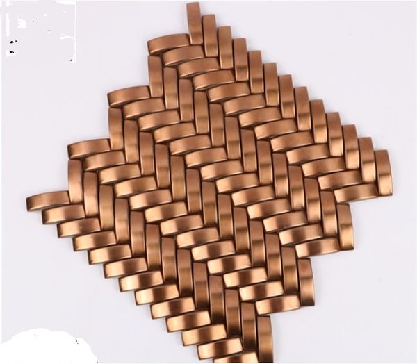 

2021 the factory supplies rose gold wire drawing stainless steel metal mosaic with different arch mosaic background wall tiles