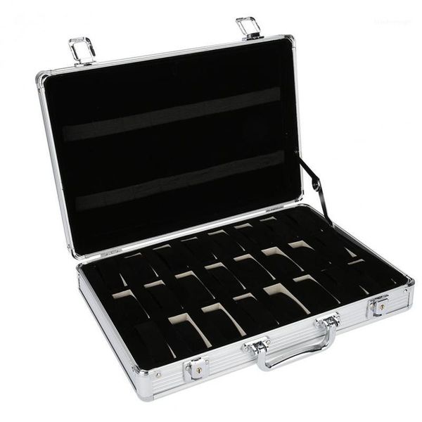 Алюминиевый чемодан с 24 сетками, ящик для хранения дисплея, ящик для хранения часов, кронштейн для часов, часы Clock1242H