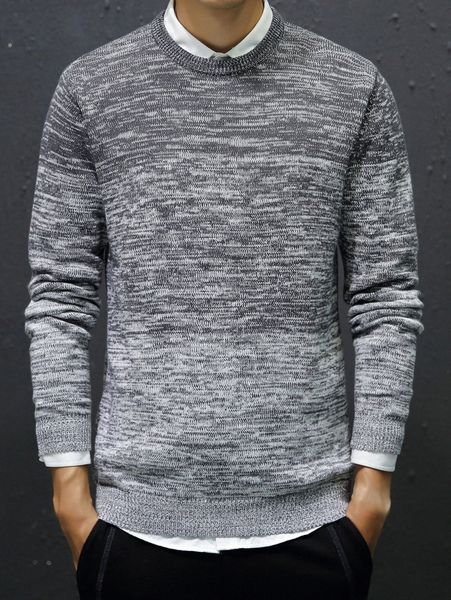 

men marled crew neck sweater o4ma#, White;black