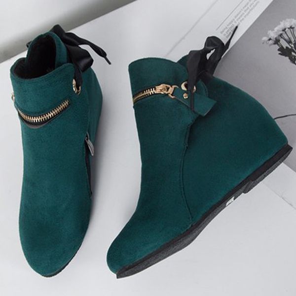 

2021 new women boots wee high heels suede ankle ladies lace up shoes woman fashion comfort footwear autumn l263, Black