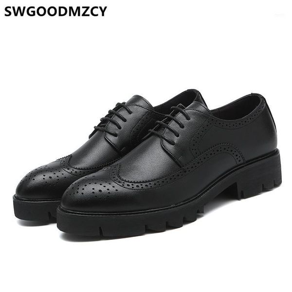 

mens dress shoes real leather evening dress coiffeur brogue shoes men formal italian men classic wedding 2020 buty1, Black