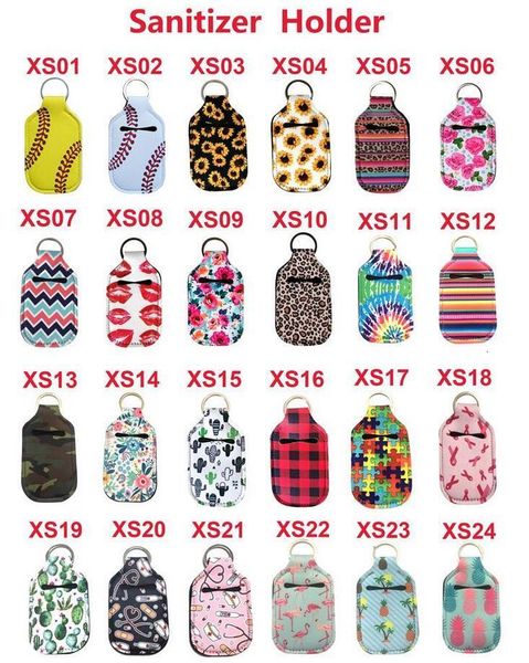

sanitizer keychain bags 30ml neoprene 10.3*6cm key rings hand soap bottle holder 48 colorsymtl