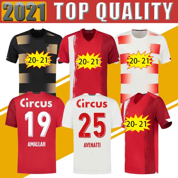 

20 21 new standard liège mens soccer jerseys amallah bastien gavory home red away white football shirt vanheusden vanja mpoku cimirot, Black;yellow