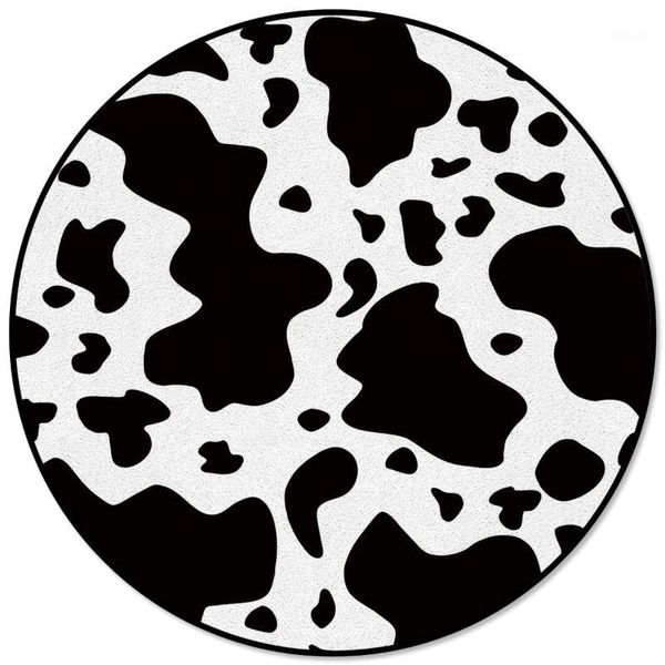 

black white graffiti cow spot print round carpets for kids room big area rug floor mat for bedroom living room home decor1