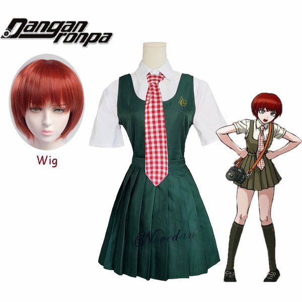 

anime costumes super dangan ronpa 2 danganronpa mahiru koizumi cosplay school uniform and wig for girls women anime cosplay costume, Black
