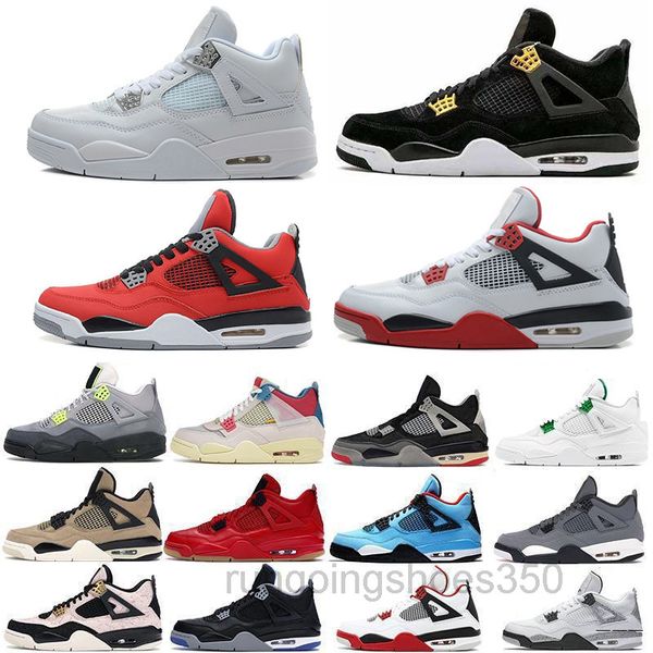 

new men women 4s basketballs shoes fire red 4 black cat pure money guava ice metallic purple mens trainers sneakers size 5.5-13 khk6