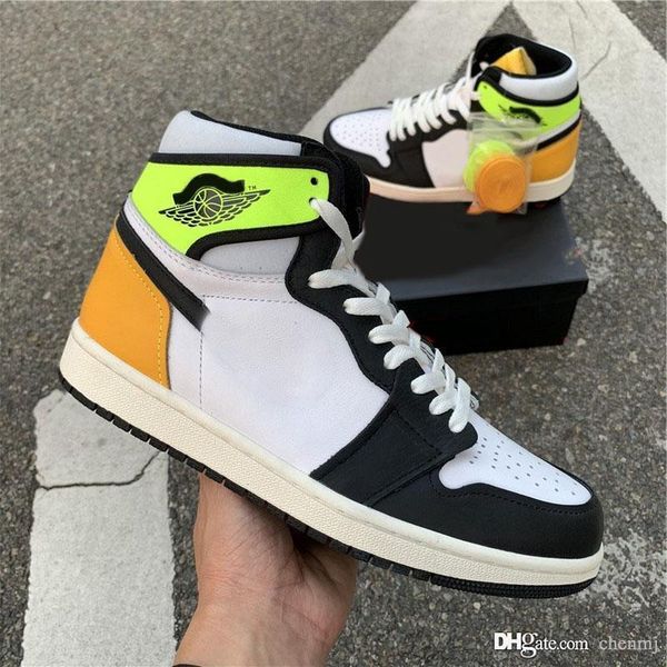 

горячий лучший воздух аутентичные 1 высокий og вольт золотые кроссовки белый вольт университет золото черный ретро мужчины женщин на открыто
