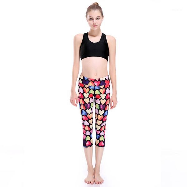 

yoga outfits women sports cal-length capris love candy jogging tights workout pants s  l summer spring sport clothes1, White;red