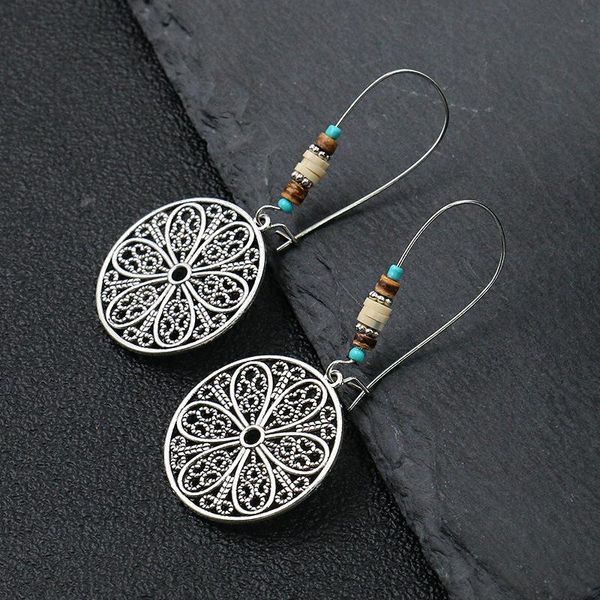 

ethnic alloy bohemian drop earrings for women drip round flower arrow drop oil geometric boho earring jewelry boho oorbellen, Silver