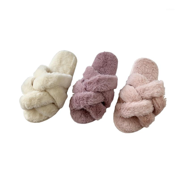 

2020 new design faux fur slides bedroom outdoor slippers for women and girls1, Black