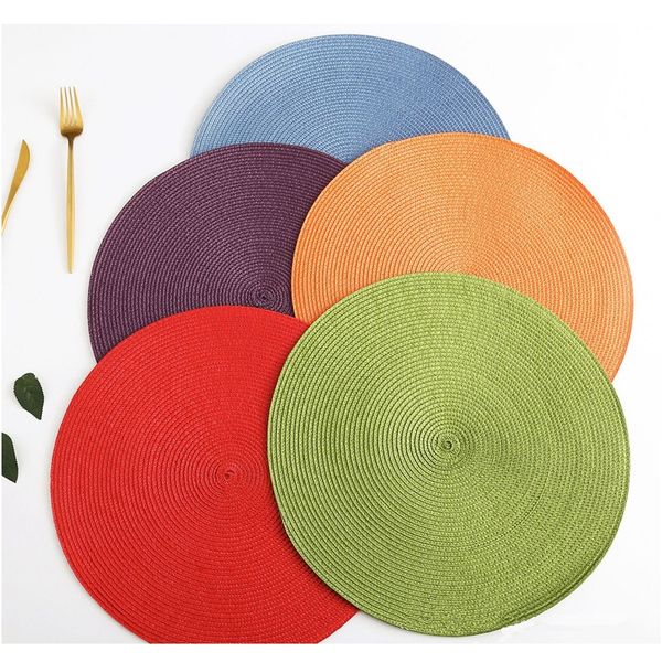 

placemat table mat round placemats pp plastic woven dining table mat heat insulation pot holder cup coasters kitchen accessories f wmtzvi