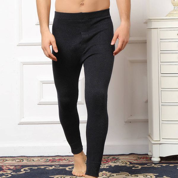 

2021 man thicker double leggings cashmere and knitting wool new long malay for winter heavy three colors pants qioh, Black