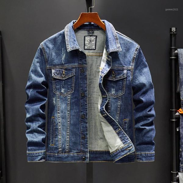 

men's jackets 2021 men's autumn winter casual vintage wash distressed denim jacket coat blouse coat1, Black;brown