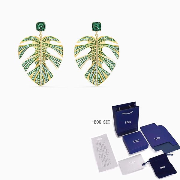 

2021 fashion swa new tropical leaf pierced earrings tropical leaf decoration rose gold earrings female jewelry gift, Golden;silver