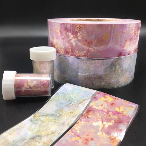 

stickers & decals 2 rolls pink/white marble holographic starry sky transfer nail foil sticker pattern shining art decal gel slider, Black
