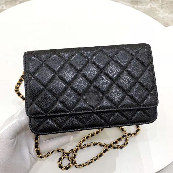 

designer luxury womens bag chain shoulder messenger bag black cowhide gold buckle flip