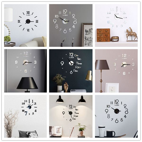 

diy wall clock art acrylic 3d mirror sticker home office decor unique gift dhd4