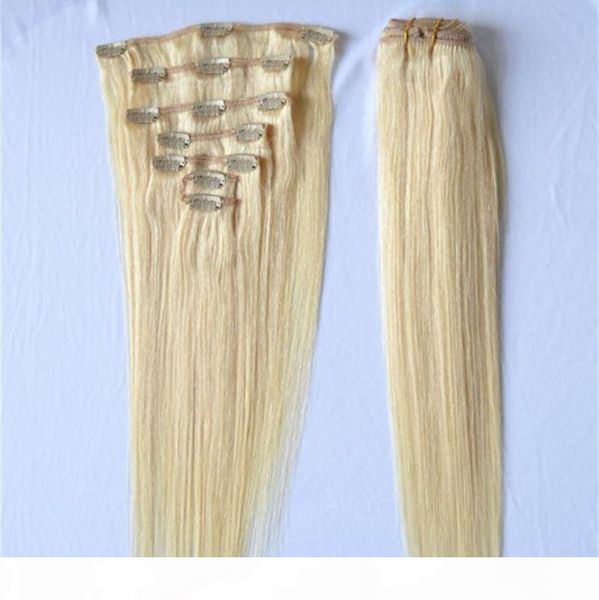 

hair extension #1b #2 #4 #6 #8 #613 bleach blonde straight clip in human hair extensions 100g 7pcs brazilian virgin hair, Black;brown