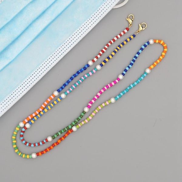 

go2boho fashion mask holder beaded chain lanyard women jewelry colorful bead necklace glasses chains straps convenient safe, Silver