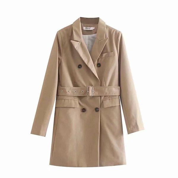 

2021 new autumn women trench solid button sashes long sleeve v-neck trench female fashion casual women clothes, Tan;black