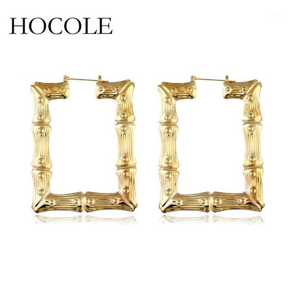 

hocole punk style personality big hoop earrings statement metal gold color large square earrings for women 2020 fashion jewelry1, Golden;silver