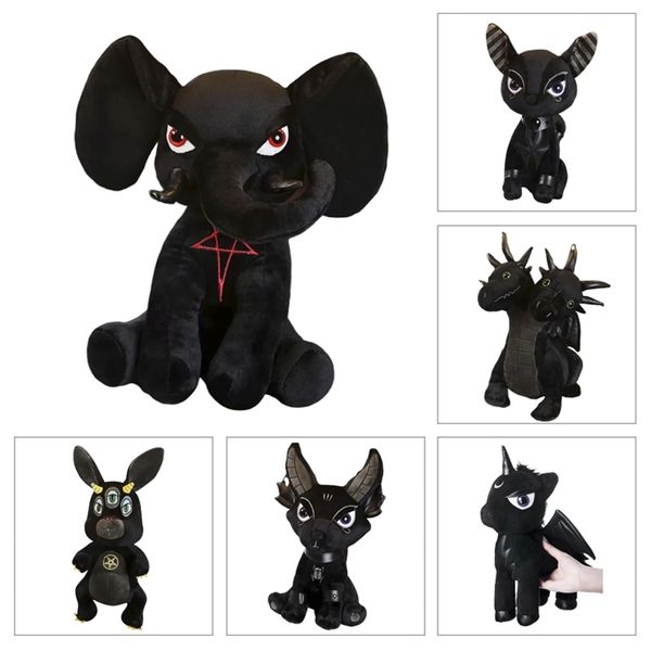 

new 35cm killstar devil doll stuffed plush rabbit black pentacle elephant hydra anubis toys black doll for kids baby boys y200723
