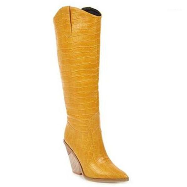 

boots big size 46 knee high women furry winter botas mujer pointed toe dress shoes crocodile leather heels pumps knight boots1, Black